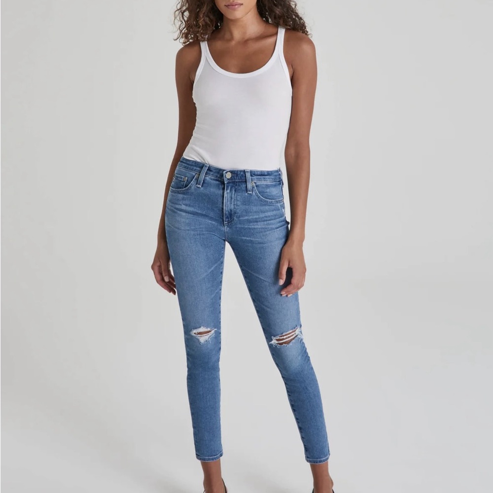 AG Adriano Goldschmied NWT Legging Ankle Distressed Light Blue Skinny Jeans